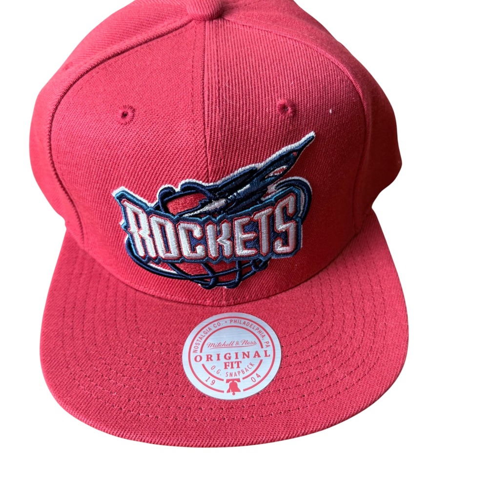Mitchell & Ness Houston Rockets Red Snapback Hat NBA HWC Logo JS19079 OSFA
